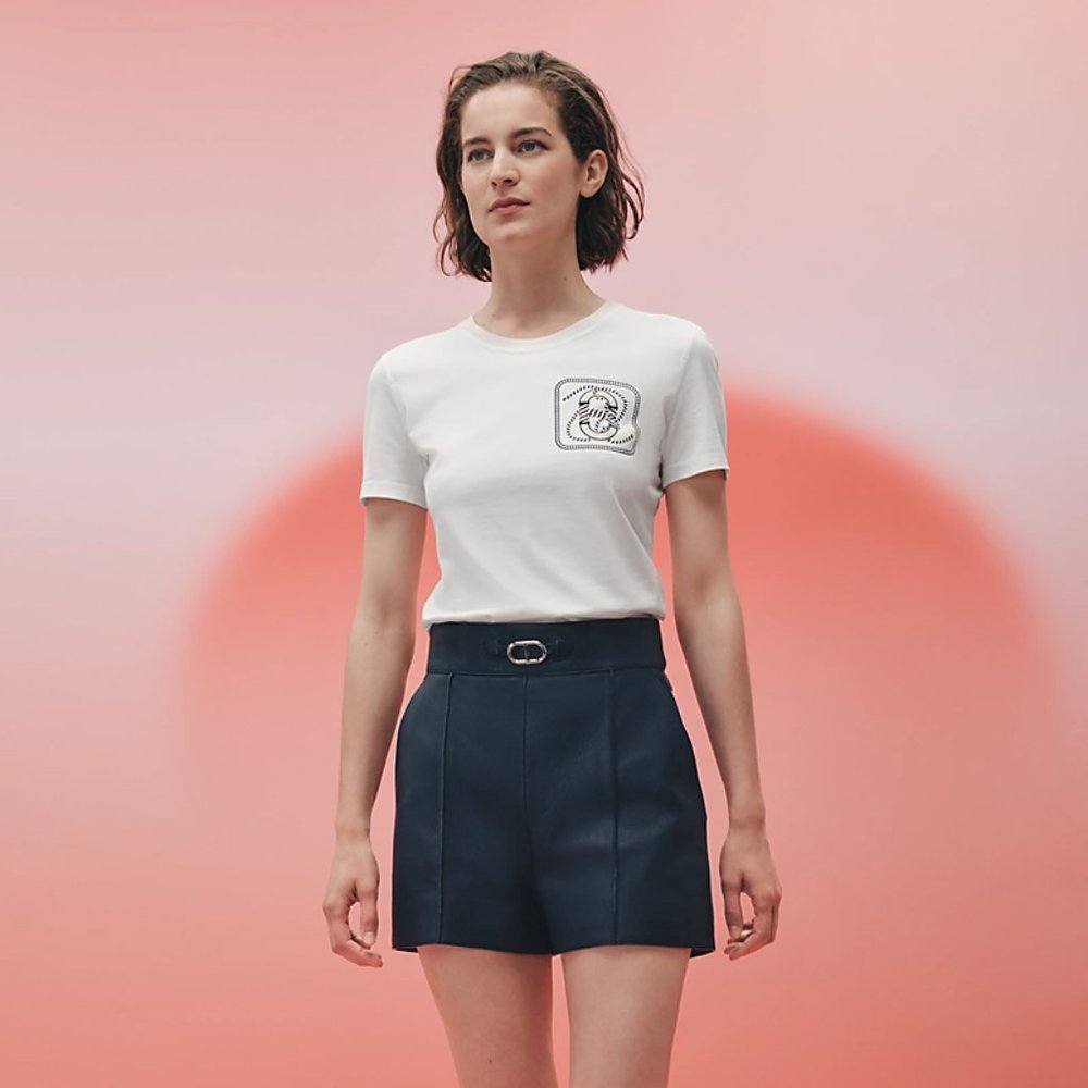 Hermes Canoe Micro T-shirt  Blanc Cotton T-shirts AUTHENTIC | 2023SS